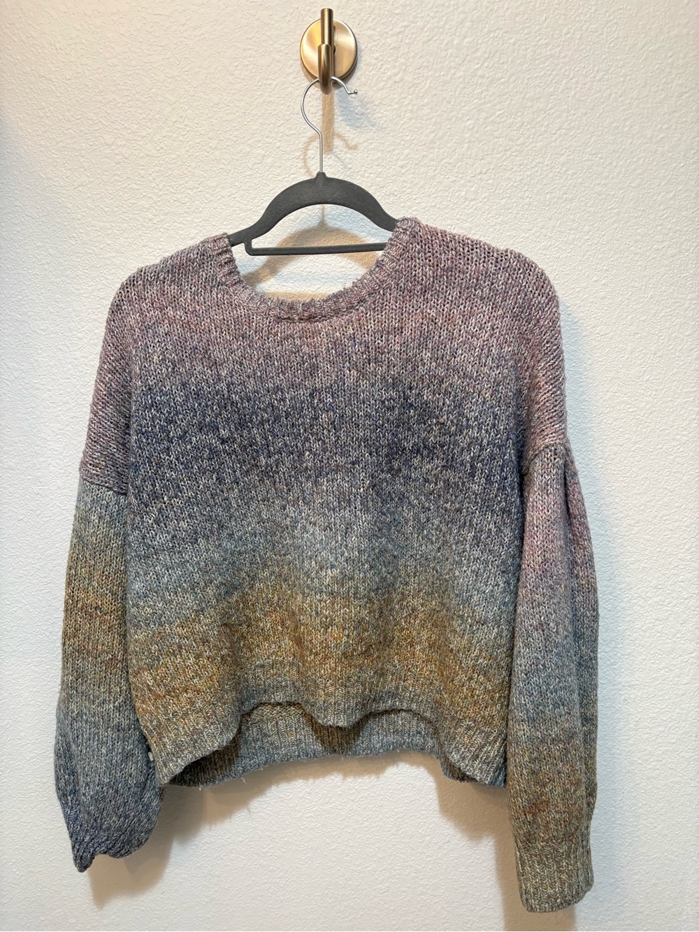 Z Supply Ombre Crewneck Sweater in Mauve, Gray, and Tan